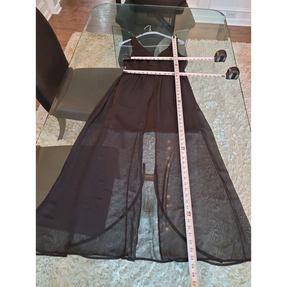 J for Justify Dress Women's Large Black Sleeveless Maxi Chiffon Sheer Skirt - Picture 13 of 13